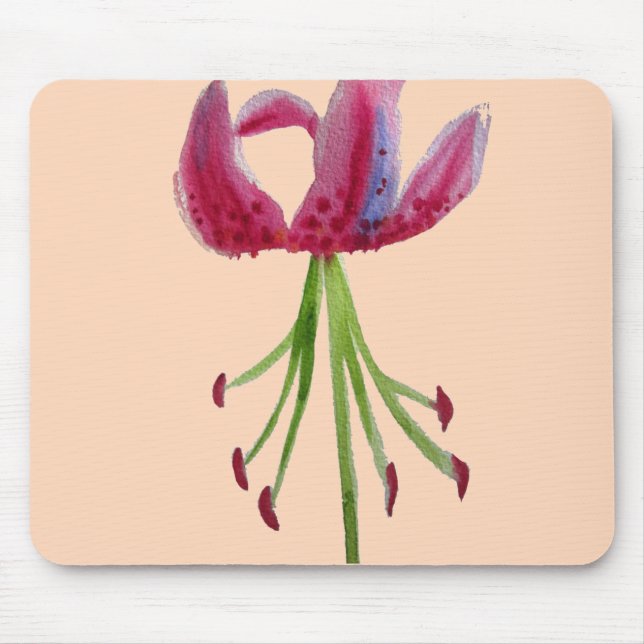Pink Lily watercolour modern flower floral art Mouse Pad (Front)