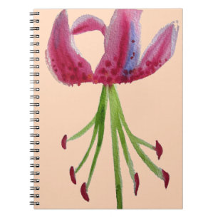 Pink Lily watercolour modern flower floral art Spiral Notebook