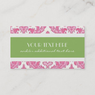 Pink & Lime Damask Business Card
