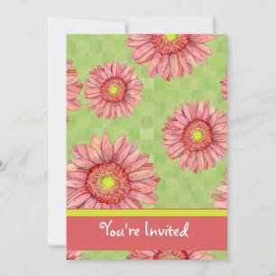 Pink & Lime Gerbera Daisies Daisy Flower Floral Invitation