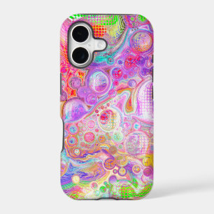 Pink, Lime Green and Blue Bubbly Art