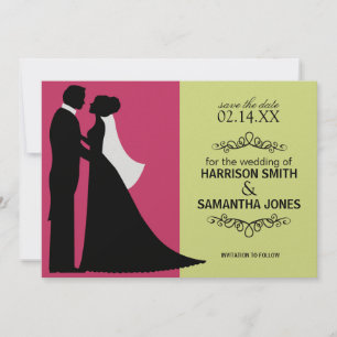 Pink & Lime Green Save the Date Announcements