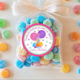 Pink Lime Green Sweet Shop Birthday Favour Classic Round Sticker