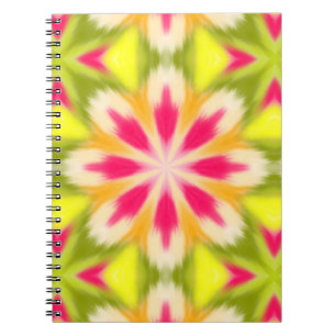 Pink Lime Yellow Orange Tie Dye Mandala Notebook