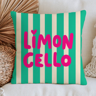 Pink Limoncello on Green Stripes Modern Italian  Cushion