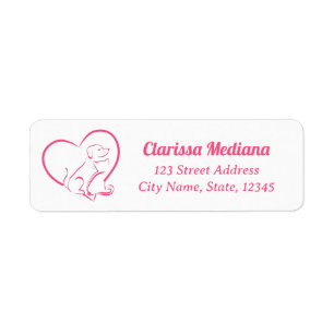 Pink Line Art Cat And Dog with Personalised Name