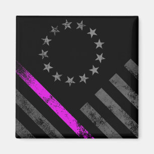 Pink Line Breast Cancer Betsy Ross American Flag Magnet