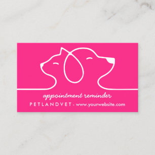 Pink Line Logo Cat Dog Pet Appointment Business Card