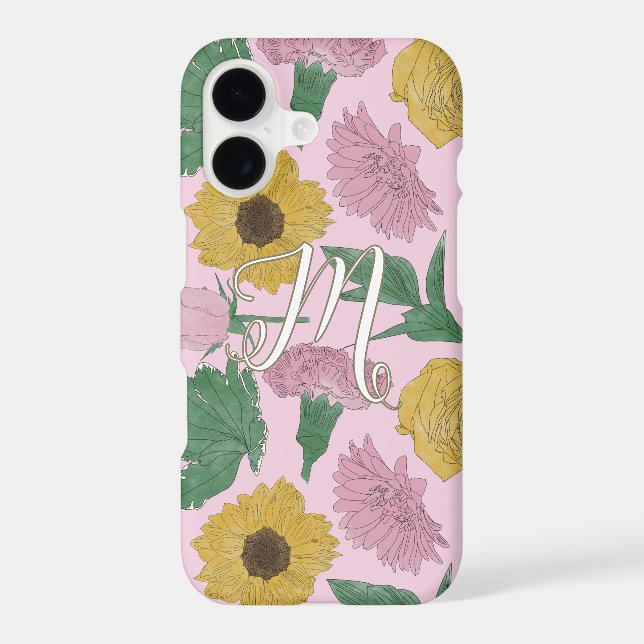 Pink Lined Flowers Monogram (Back)