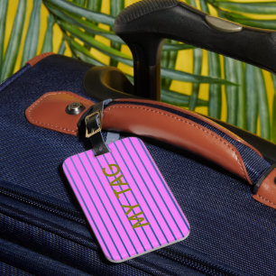 Pink Lined Luggage Tag