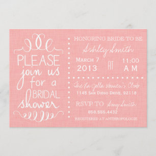 Pink Linen Bridal Shower Invitation