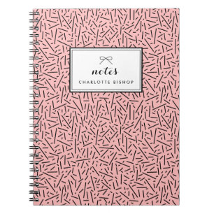 Pink Lines Abstract Pattern Personalised Spiral Notebook