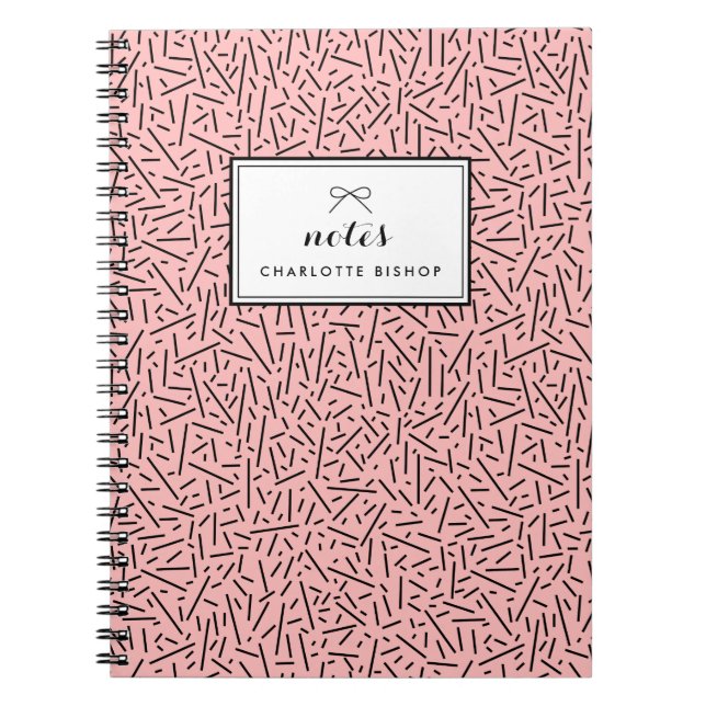 Pink Lines Abstract Pattern Personalised Spiral Notebook (Front)