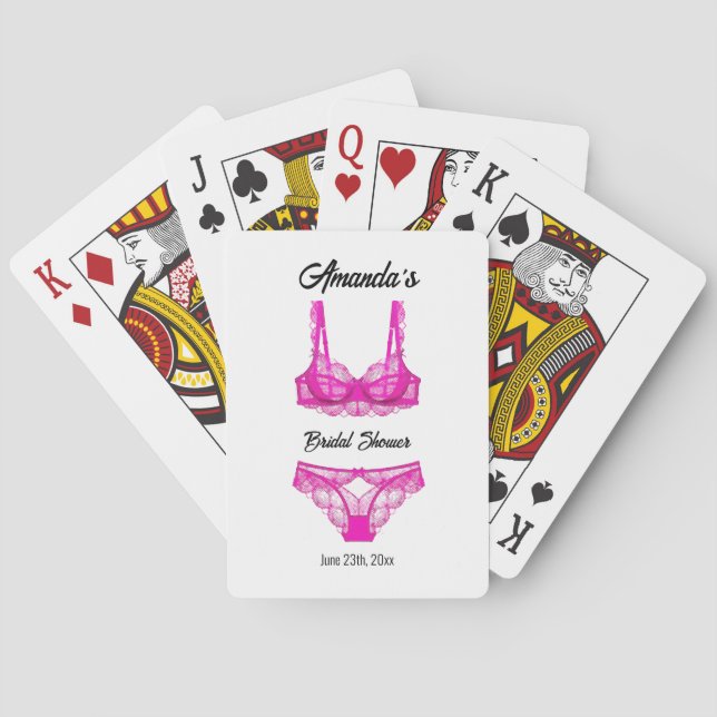 Pink Lingerie Bridal Shower Playing Cards (Back)