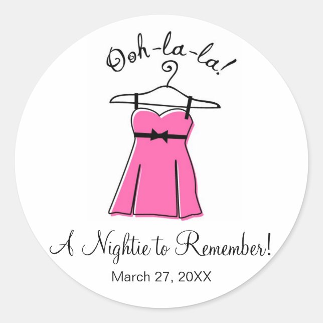 Pink Lingerie Bridal Shower Stickers (Front)