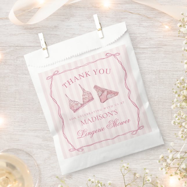 Pink Lingerie Shower Bachelorette Party Dessert Favour Bags (Clipped)