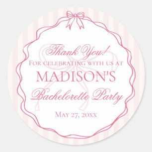 Pink Lingerie Shower Bachelorette Party Favour Classic Round Sticker