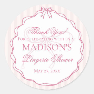 Pink Lingerie Shower Bachelorette Party Favour Classic Round Sticker