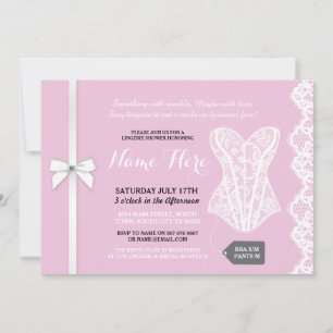 Pink Lingerie Shower Invite White Lace Bridal