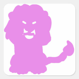 Pink Lion Animal Silhouette Square Sticker