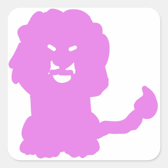 Pink Lion Animal Silhouette Square Sticker (Front)