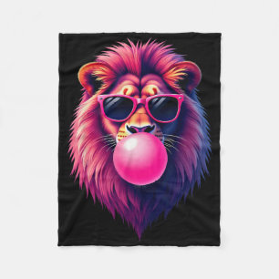 Pink Lion Blowing Bubble Gum  Fleece Blanket