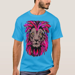 Pink Lion Head - Lion Face Portrait Drawing T-Shirt