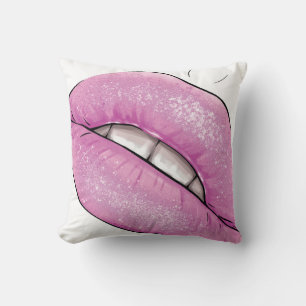 Pink lip colour gloss with teeth cushion