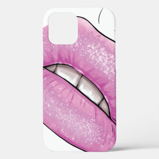 Pink lip colour gloss with teeth iPhone 12 case
