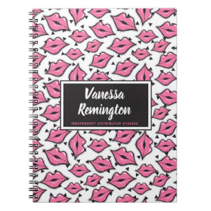 Pink Lip Kiss Lipstick & Beauty Distributor Custom Spiral Notebook