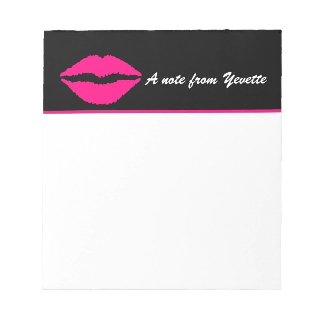 Pink Lip Print Custom Note Pad (Front)
