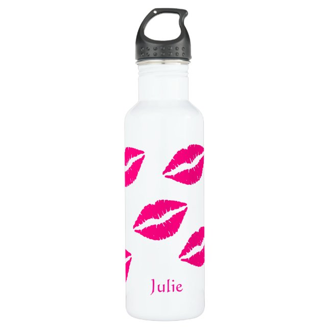 Pink Lip Stick Prints 710 Ml Water Bottle (Front)