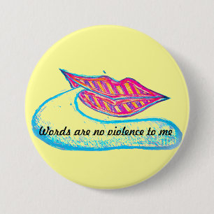 Pink lips and a word baloon or tongue 7.5 cm round badge
