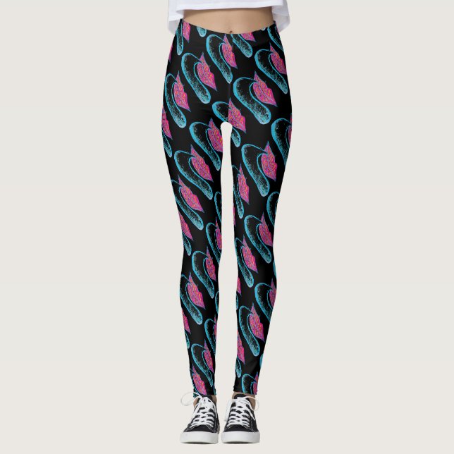 Pink lips and a word baloon or tongue leggings (Front)