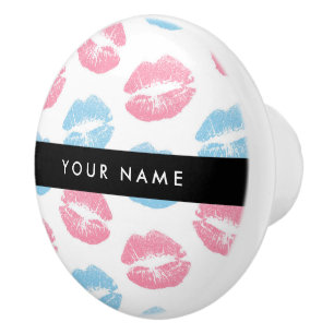 Pink Lips, Blue Lips, Kiss, Your Name, Personalise Ceramic Knob
