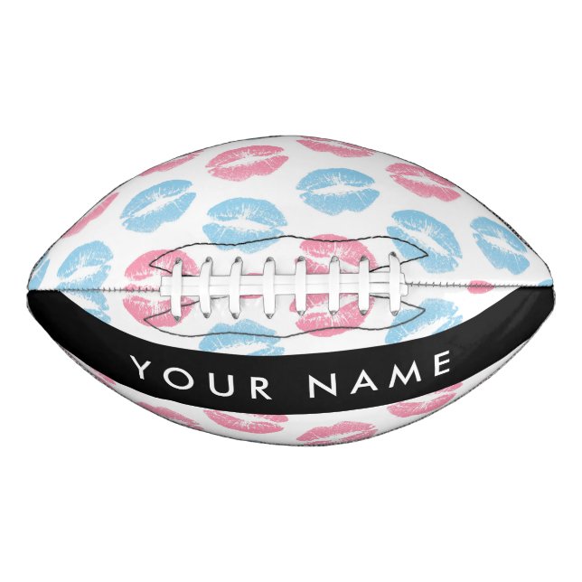 Pink Lips, Blue Lips, Kiss, Your Name, Personalise Football (Front)