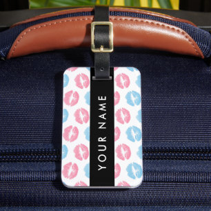 Pink Lips, Blue Lips, Kiss, Your Name, Personalise Luggage Tag