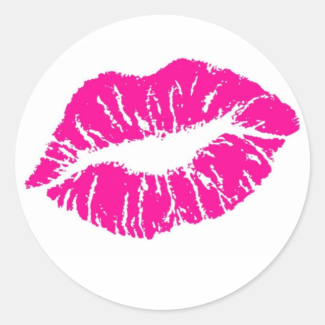 Pink Lips Classic Round Sticker (Front)