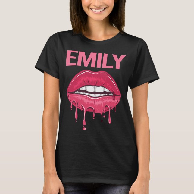 Pink Lips - Emily Name T-Shirt (Front)