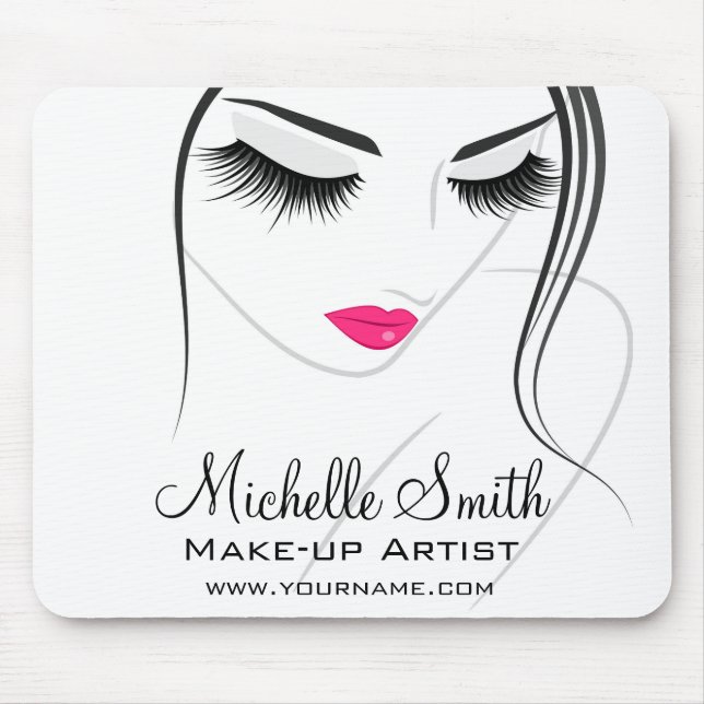 Pink lips Face long lashes Lash Extensions Mouse Pad (Front)