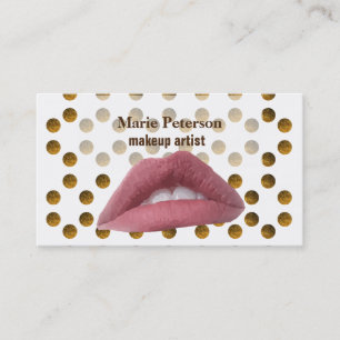Pink Lips Golden Dots  Bussines card