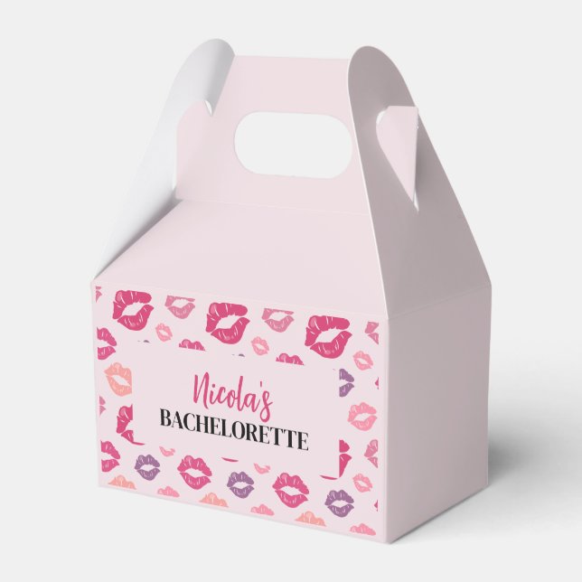 Pink Lips Kiss Bachelorette Party Favour Box (Front Side)