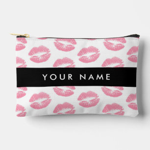 Pink Lips, Kiss, Lipstick, Your Name, Personalise Accessory Pouch