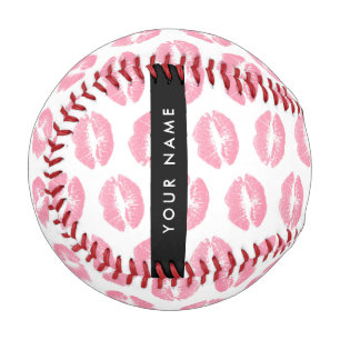 Pink Lips, Kiss, Lipstick, Your Name, Personalise Baseball