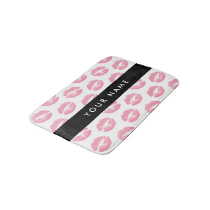 Pink Lips, Kiss, Lipstick, Your Name, Personalise Bath Mat
