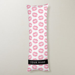 Pink Lips, Kiss, Lipstick, Your Name, Personalise Body Cushion