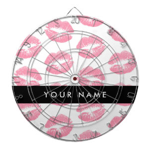 Pink Lips, Kiss, Lipstick, Your Name, Personalise Dartboard