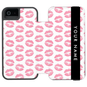 Pink Lips, Kiss, Lipstick, Your Name, Personalise Incipio Watson™ iPhone 5 Wallet Case