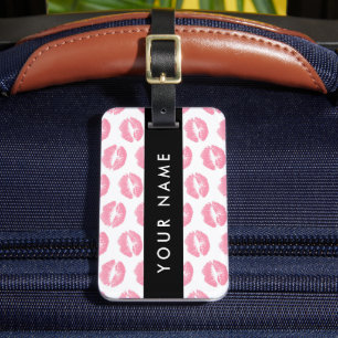 Pink Lips, Kiss, Lipstick, Your Name, Personalise Luggage Tag