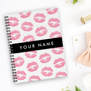 Pink Lips, Kiss, Lipstick, Your Name, Personalise Notebook
